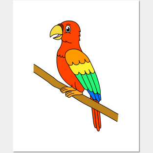 Cute Happy Flying Parrot Jungle Animal Posters and Art